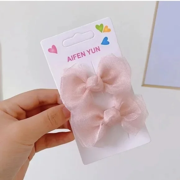 Blush Pink Hair Bows - Picture 1 of 5
